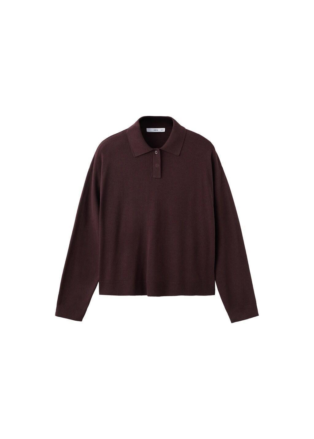 Red Knitted Polo-Neck Sweater, Dark Red, large image number 6