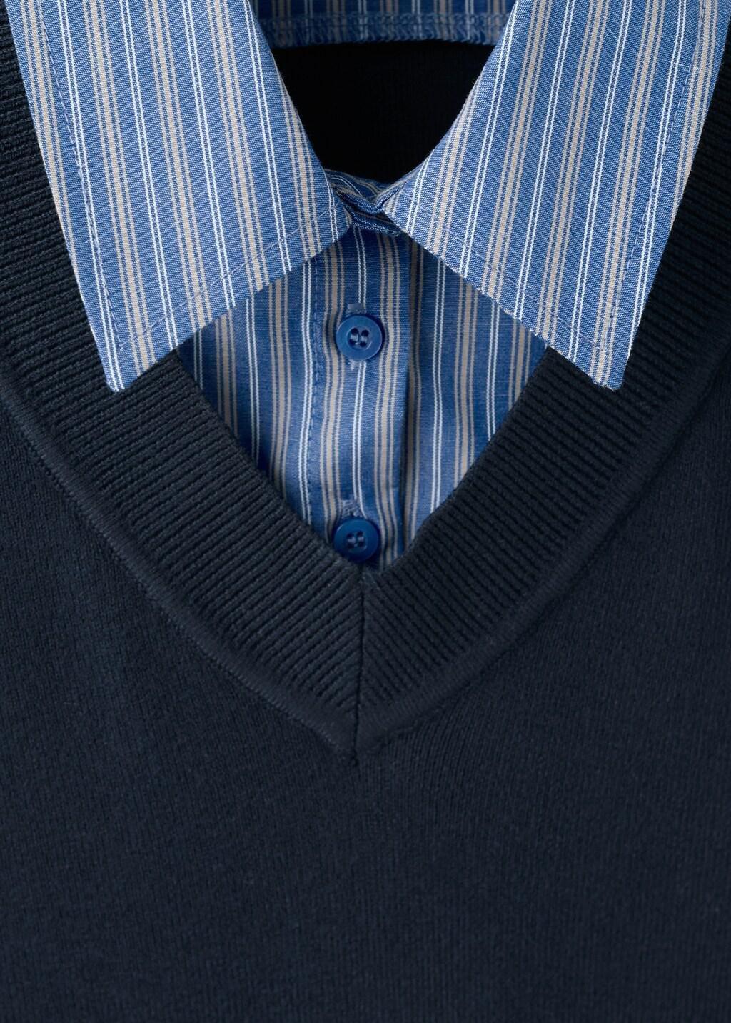 NAVY Combined shirt sweater, Navy, medium