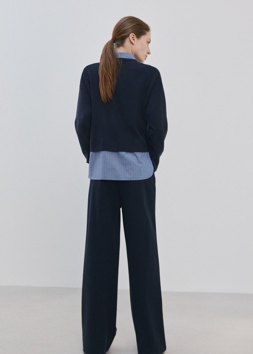 NAVY Combined shirt sweater, Navy, large image number 2