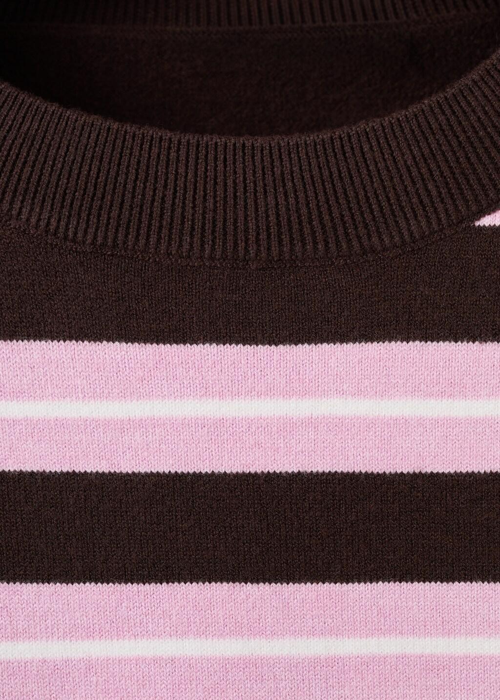 Brown Knit Striped Sweater, 0201_32, large image number 1