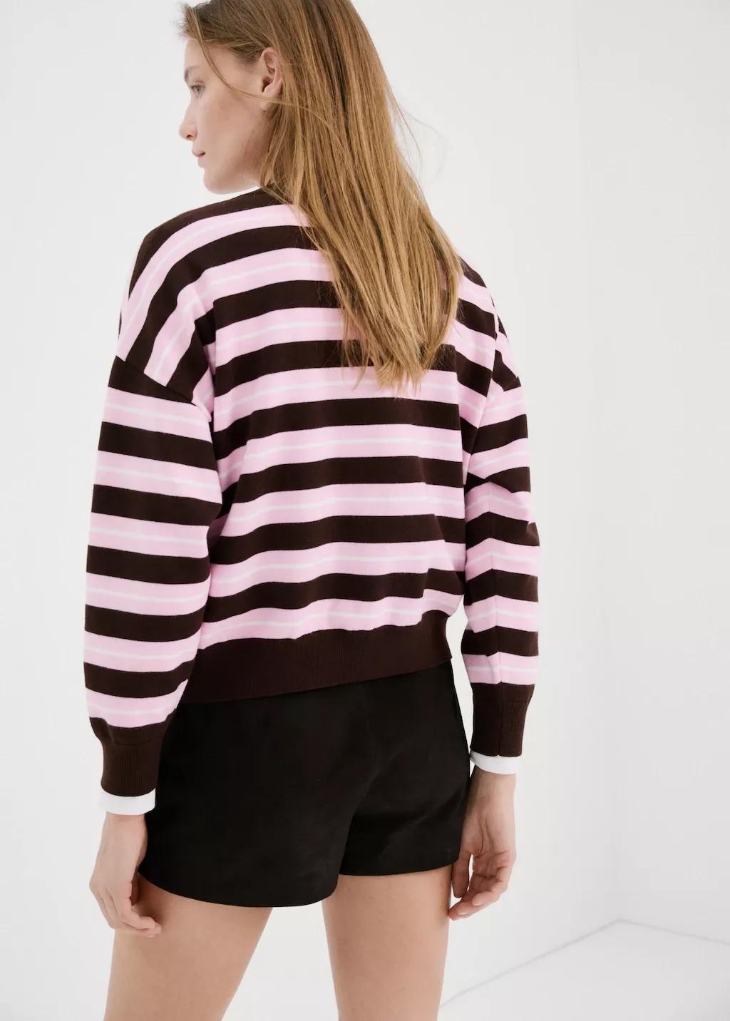 Brown Knit Striped Sweater, 0201_32, large image number 2