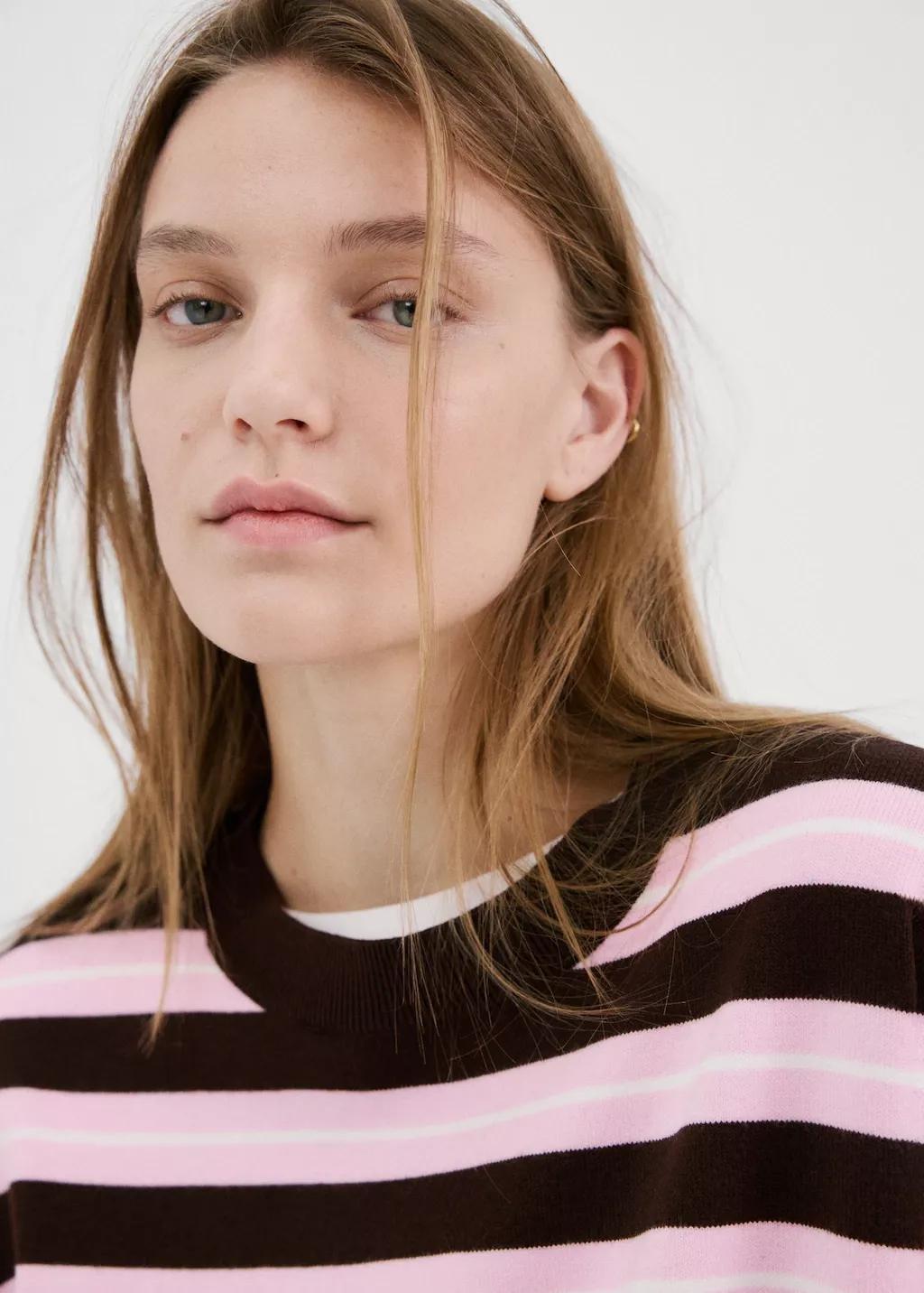 Brown Knit Striped Sweater, 0201_32, large image number 4