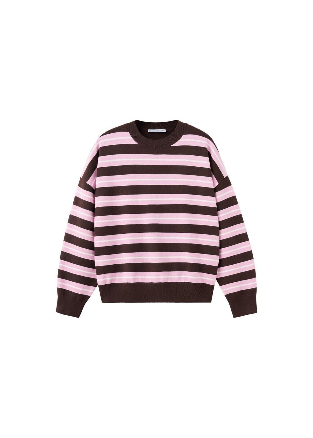 Brown Knit Striped Sweater, 0201_32, large image number 6