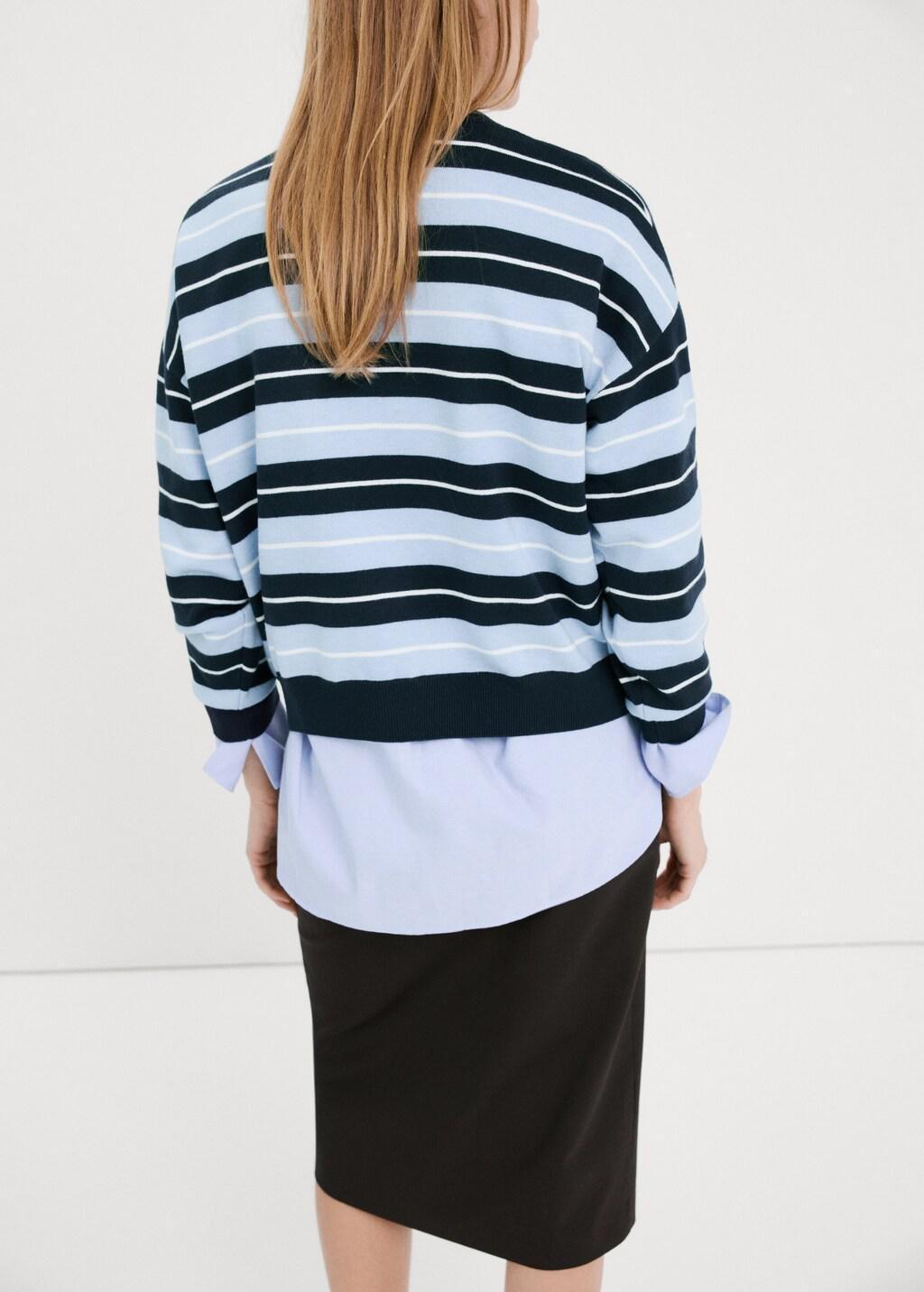 Navy Knit Striped Sweater, 0201_56, large image number 2