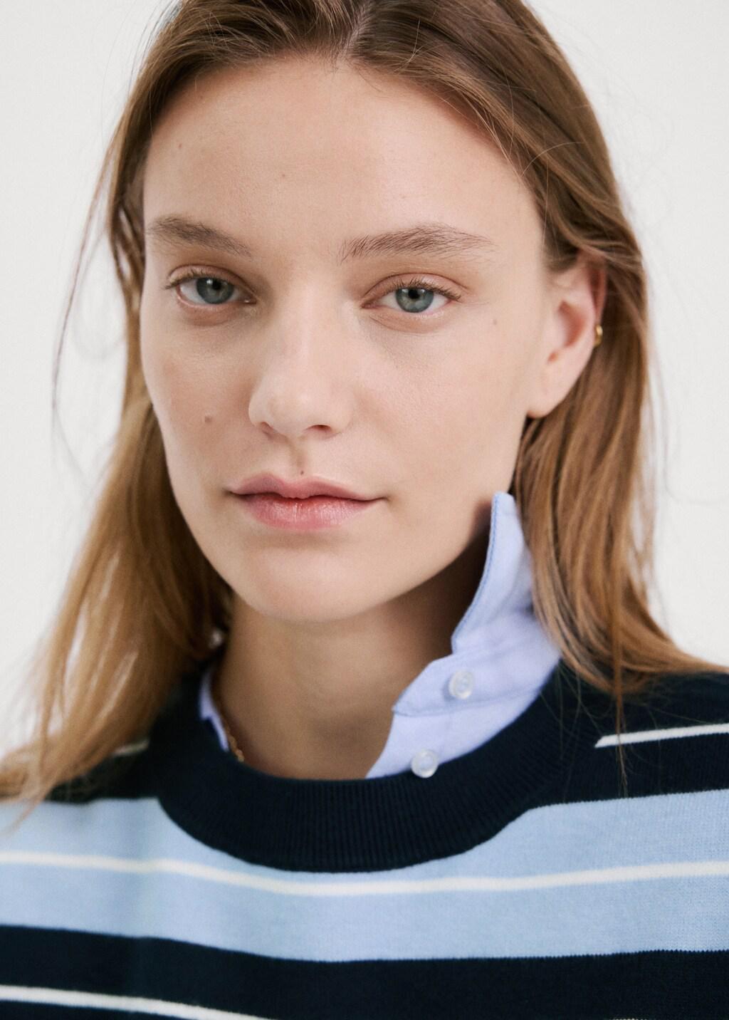 Navy Knit Striped Sweater, 0201_56, large image number 4