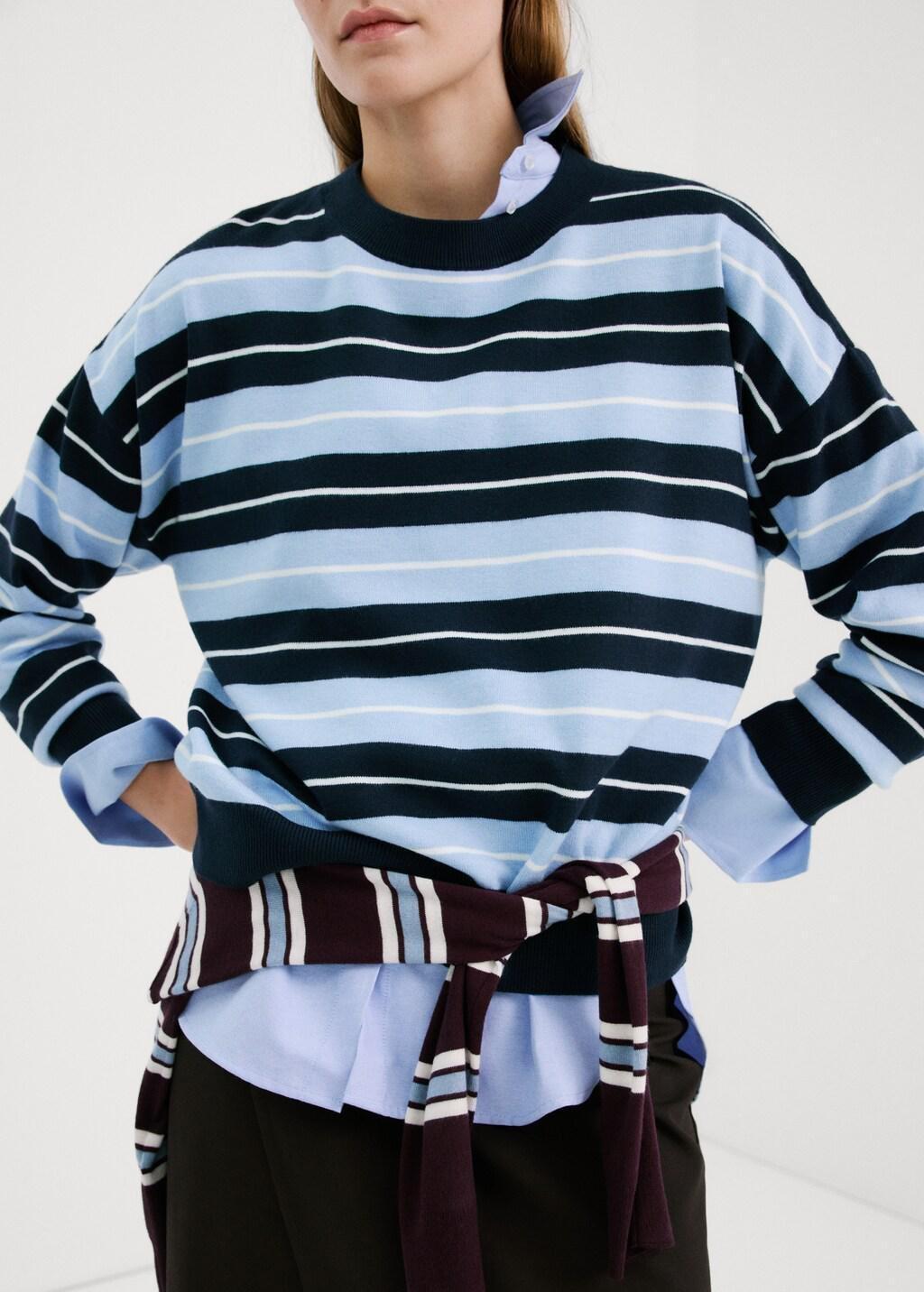 Navy Knit Striped Sweater, 0201_56, large image number 6