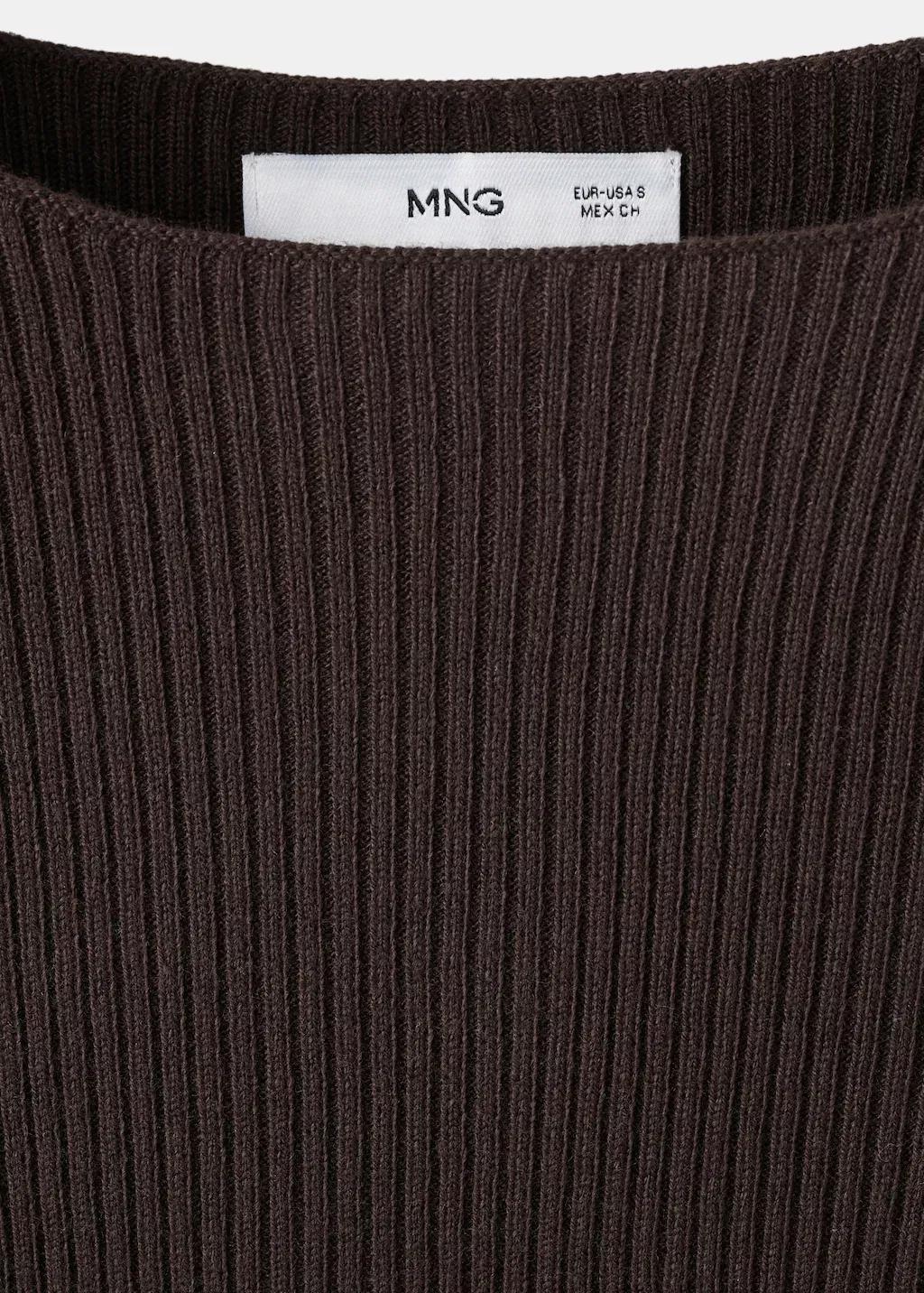 Brown Boat-Neck Knitted Sweater, Dark Brown, medium
