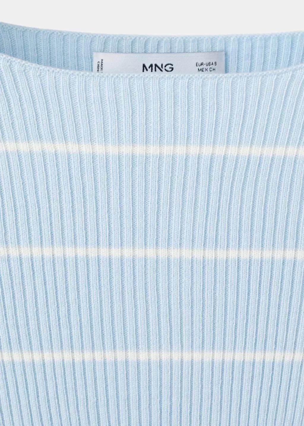 Blue Boat-Neck Knitted Sweater, Light-Pastel Blue, large image number 1