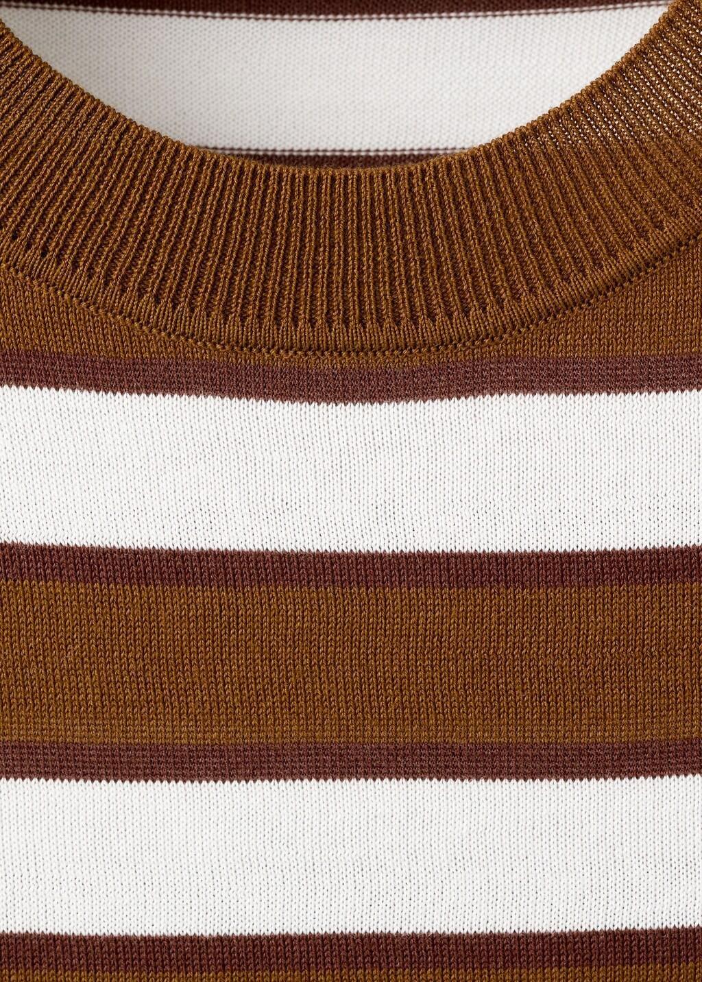Brown Short-Sleeved Knitted Sweater, Dark Brown, medium
