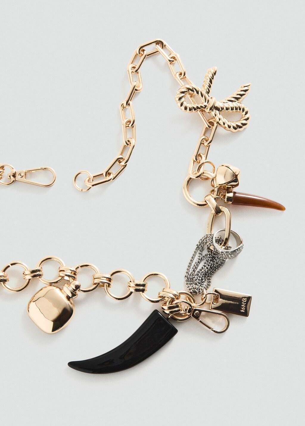 Gold Combined Maxi-Pendant Necklace, Gold, large image number 1