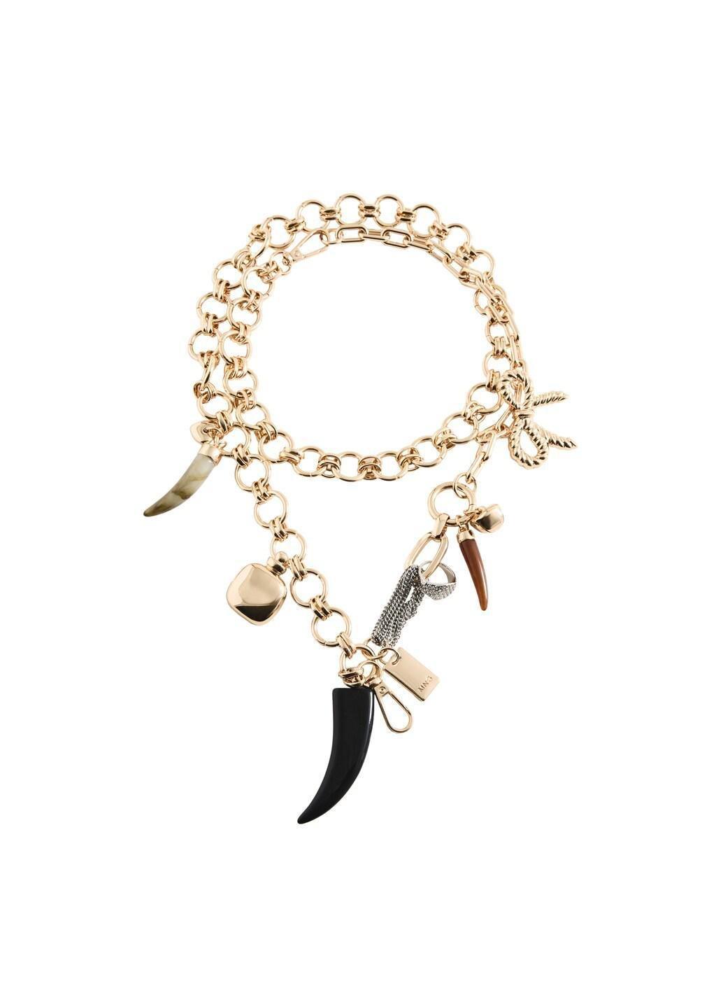 Gold Combined Maxi-Pendant Necklace, Gold, large image number 3