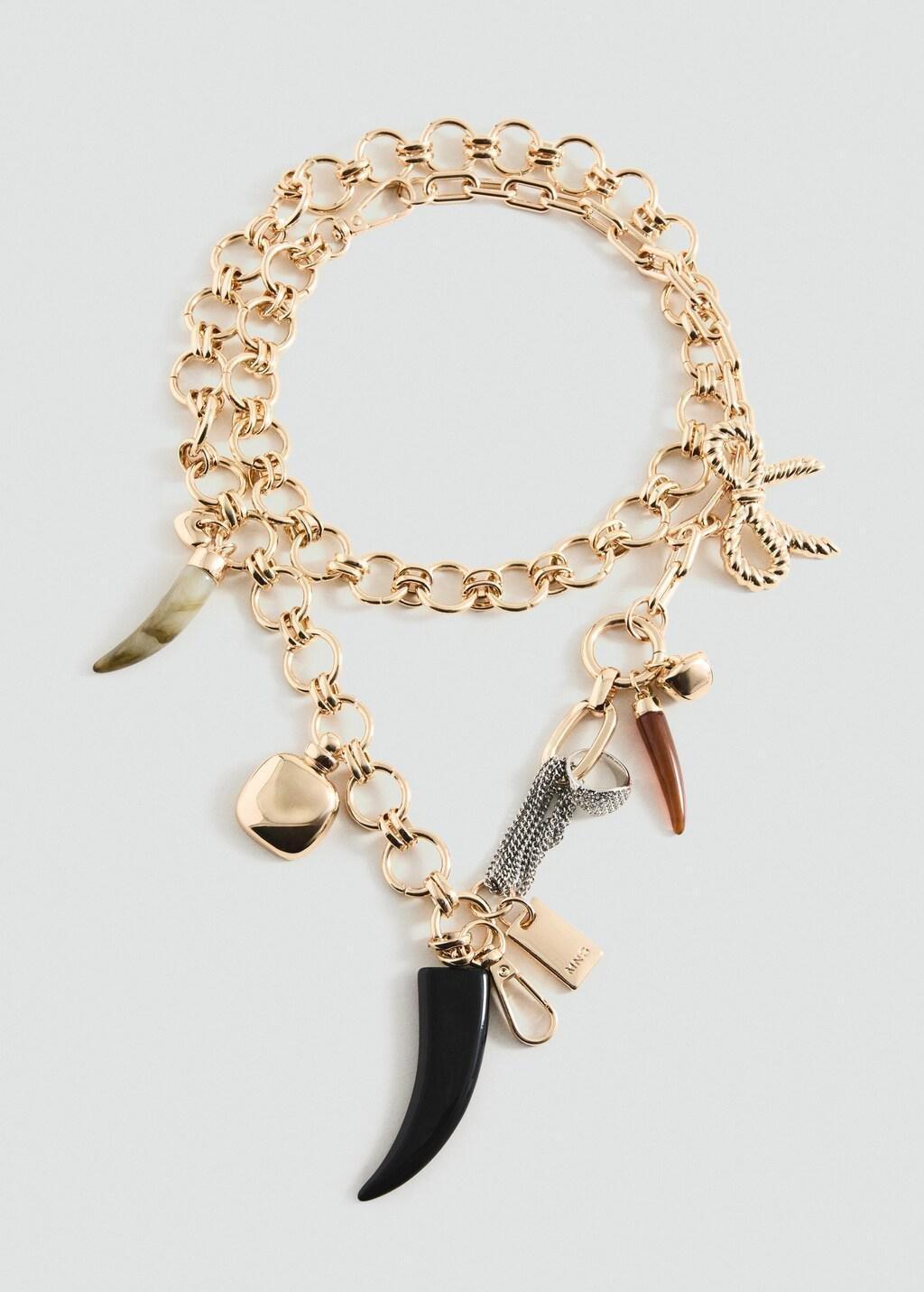 Gold Combined Maxi-Pendant Necklace, Gold, large image number 4