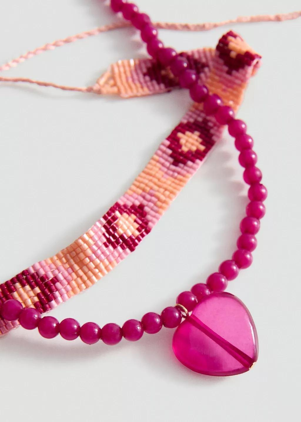 Pink 2 Pack Of Necklaces, Kids Girl, Pink, large image number 0