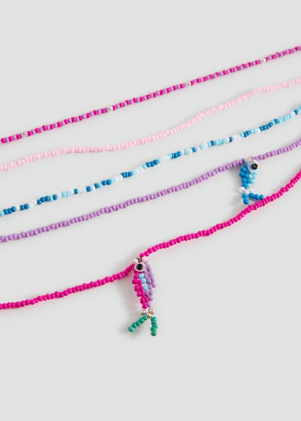 Pink Bead Multiple Necklace, Kids Girl, Bright Pink, large image number 0