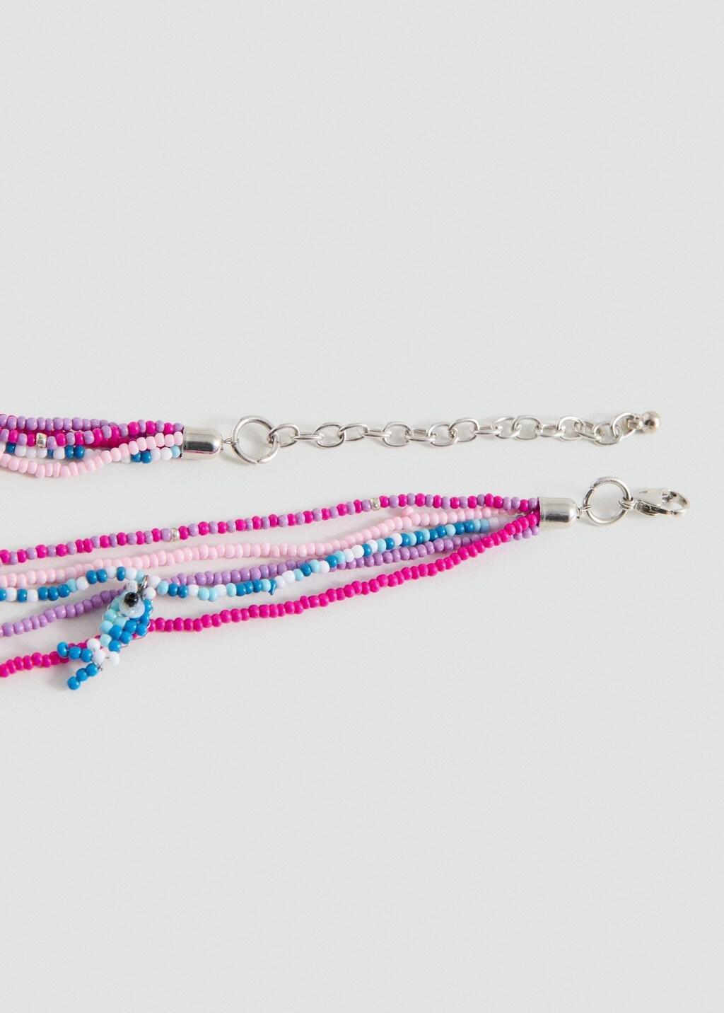 Pink Bead Multiple Necklace, Kids Girl, Bright Pink, medium