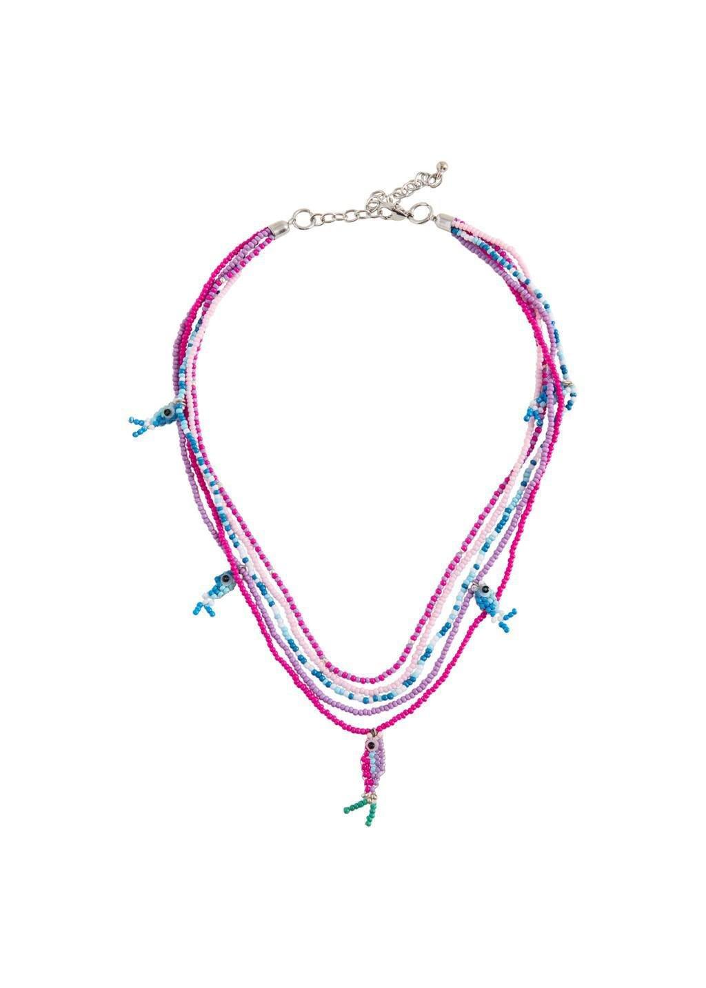 Pink Bead Multiple Necklace, Kids Girl, Bright Pink, large image number 2