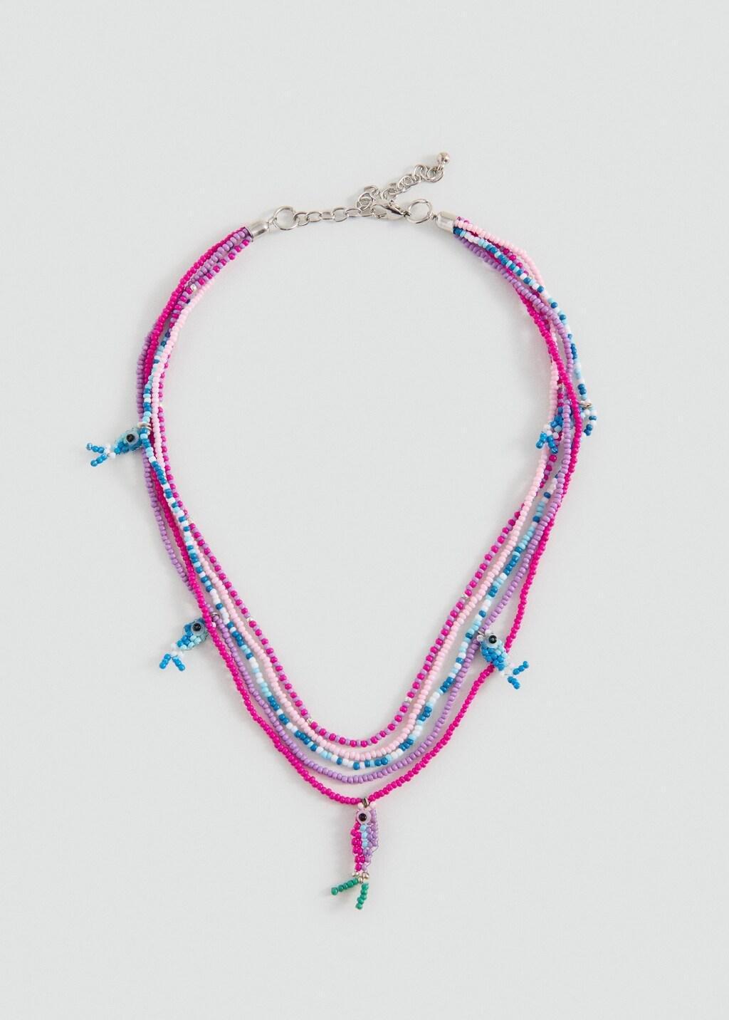 Pink Bead Multiple Necklace, Kids Girl, Bright Pink, large image number 3