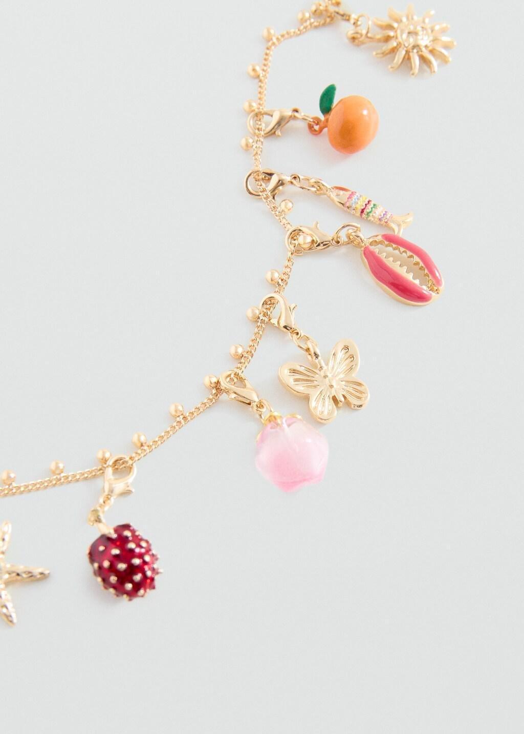 Yellow Pendant Necklace With Charms, Kids Girl, Yellow, medium