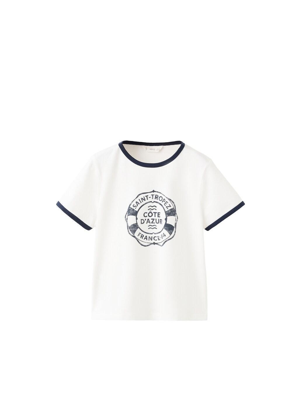 White Short-Sleeved Printed T-Shirt, Kids Girl, Natural White, large image number 4