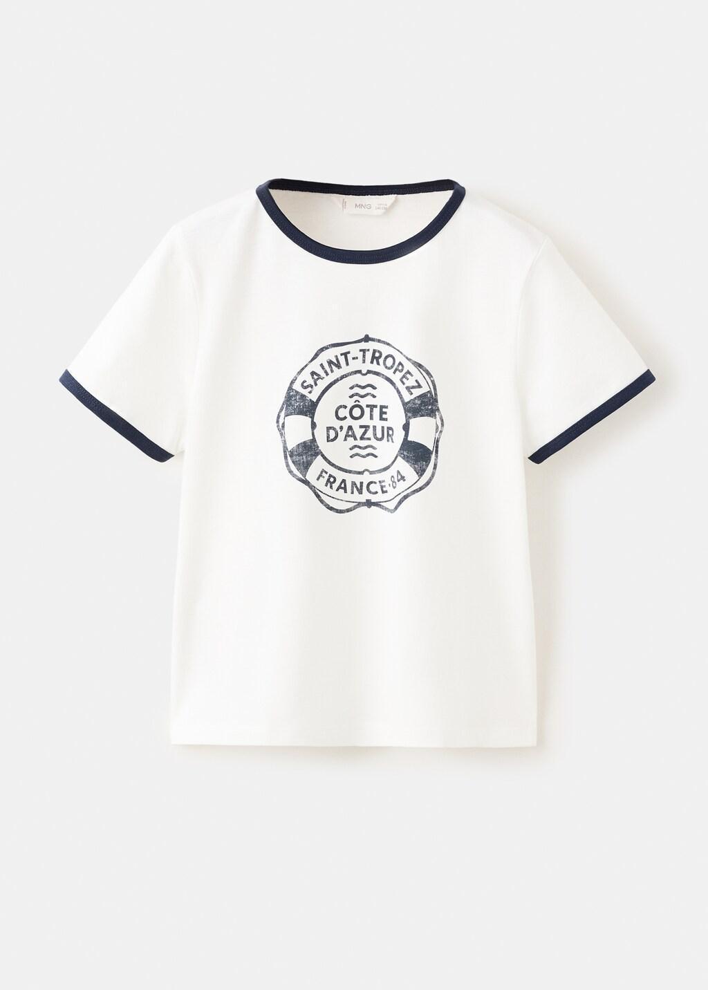 White Short-Sleeved Printed T-Shirt, Kids Girl, Natural White, large image number 5