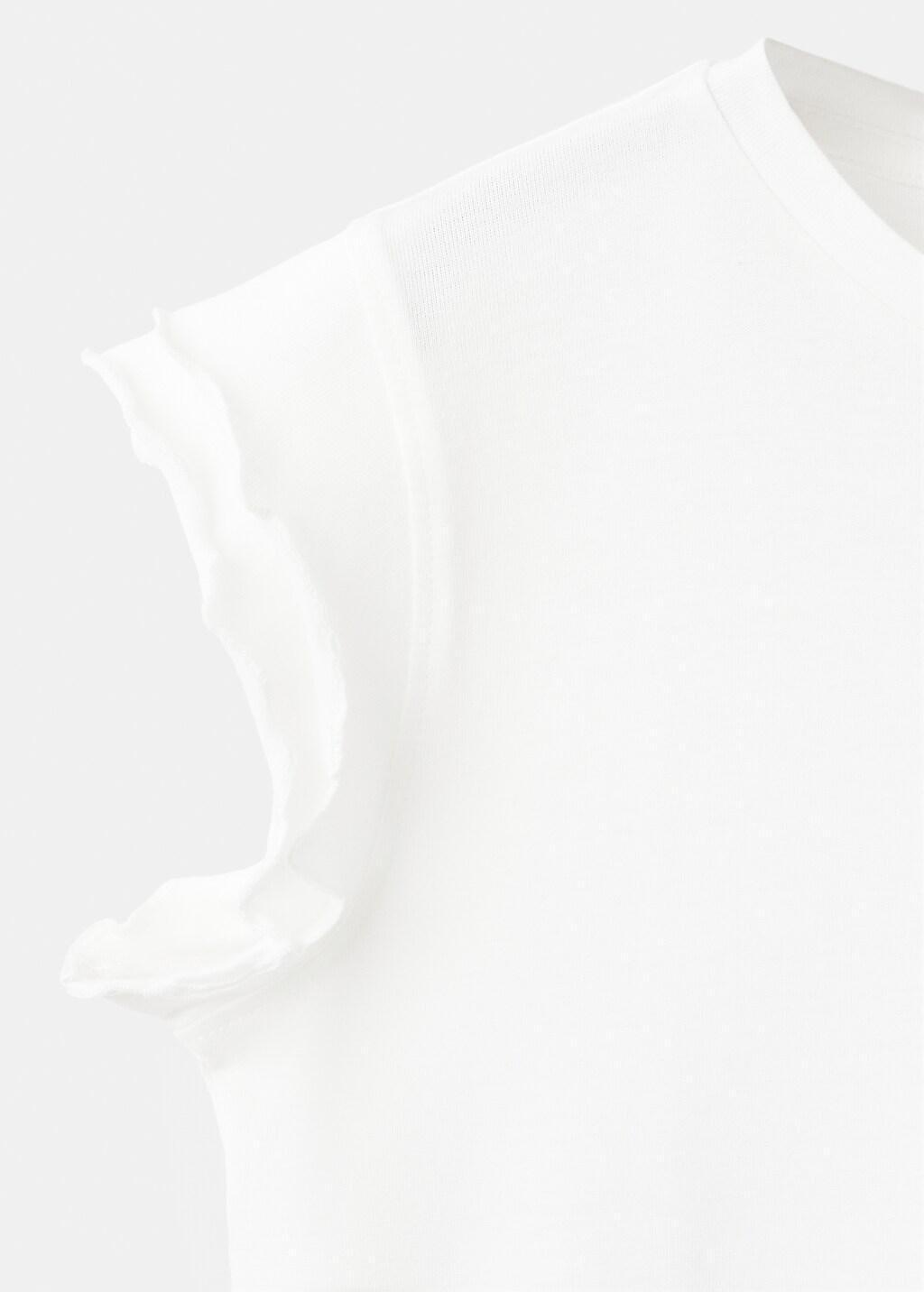 White Short-Sleeved Ruffle T-Shirt, Kids Girl, Natural White, large image number 0