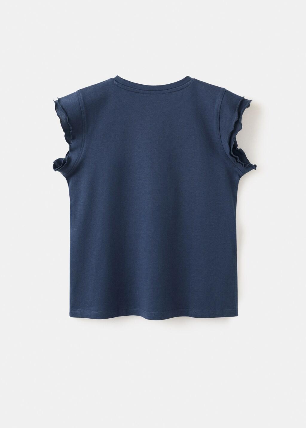 Navy Short-Sleeved Ruffle T-Shirt, Kids Girl, Navy, medium