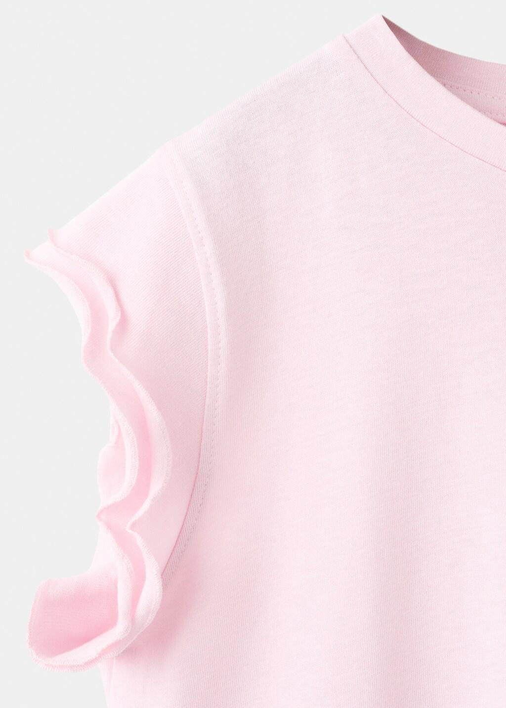 Pink Short-Sleeved Ruffle T-Shirt, Kids Girl, Pink, large image number 0