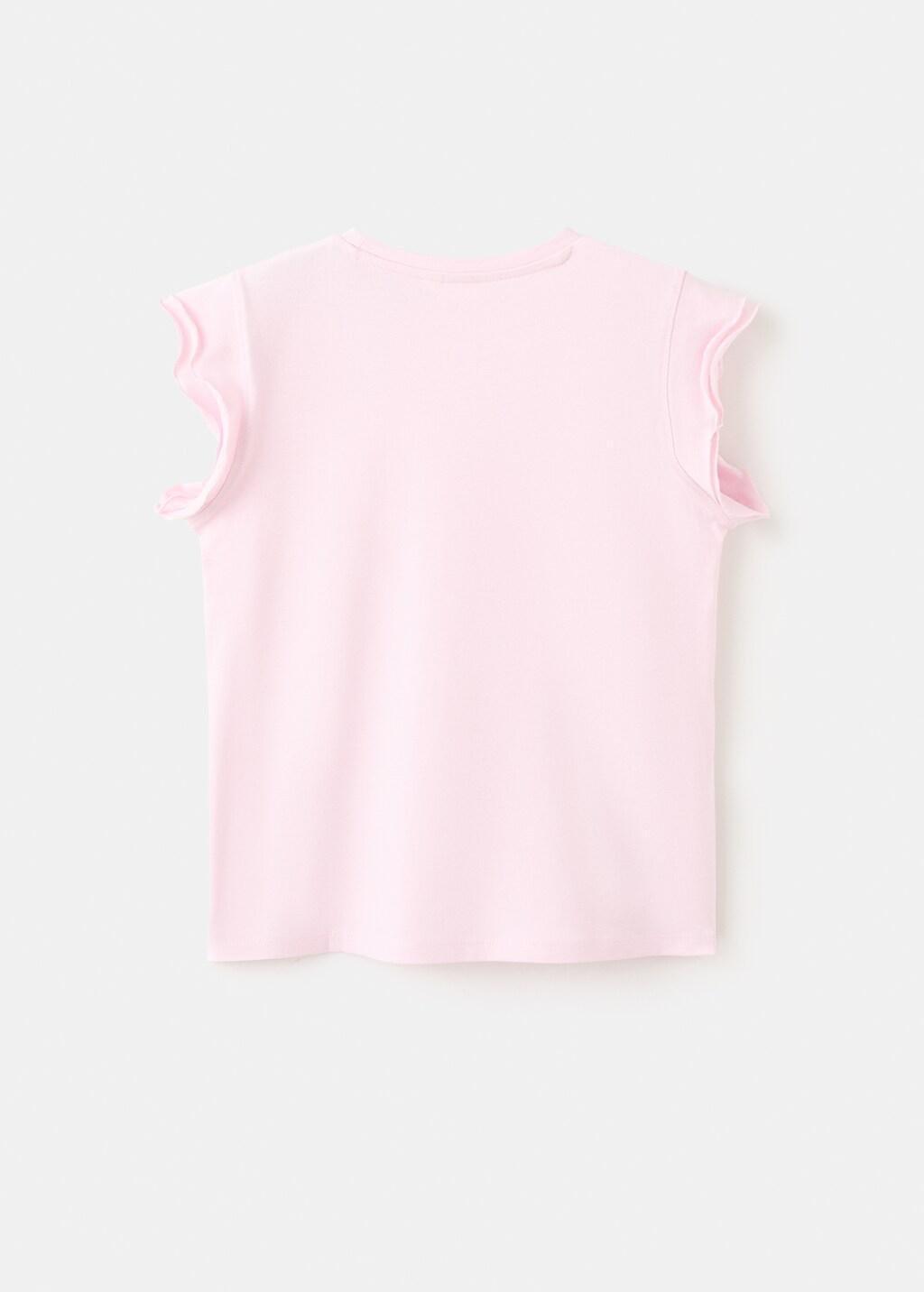 Pink Short-Sleeved Ruffle T-Shirt, Kids Girl, Pink, large image number 1