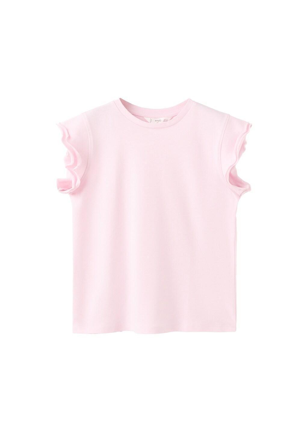 Pink Short-Sleeved Ruffle T-Shirt, Kids Girl, Pink, large image number 3