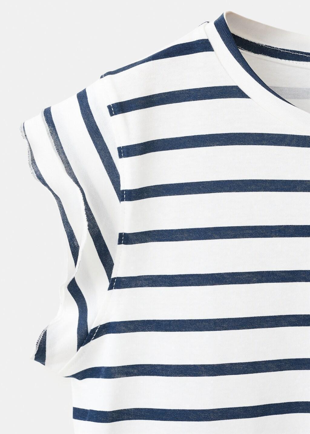 Navy Ruffled Striped T-Shirt, Kids Girl, Navy, large image number 0