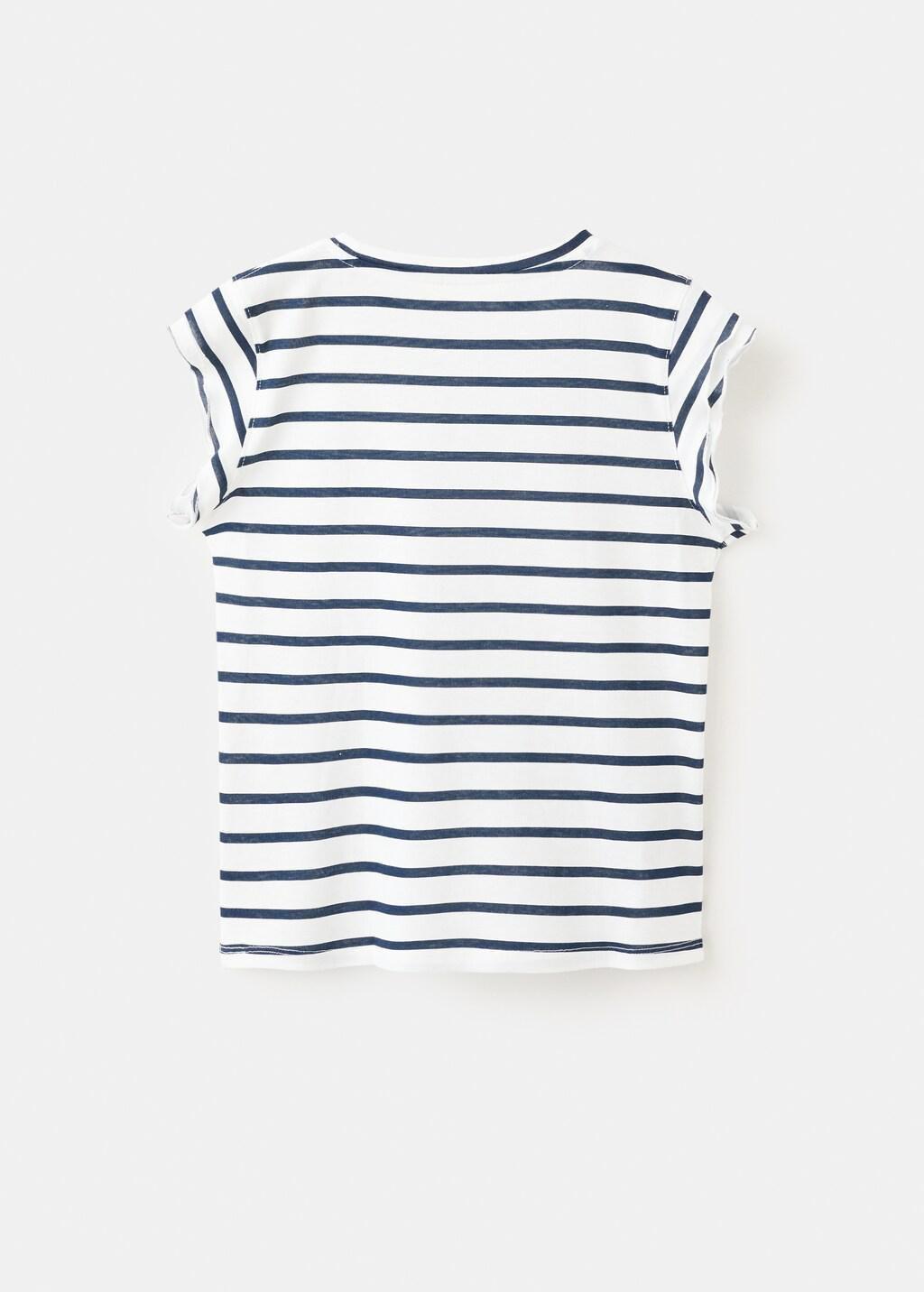 Navy Ruffled Striped T-Shirt, Kids Girl, Navy, medium