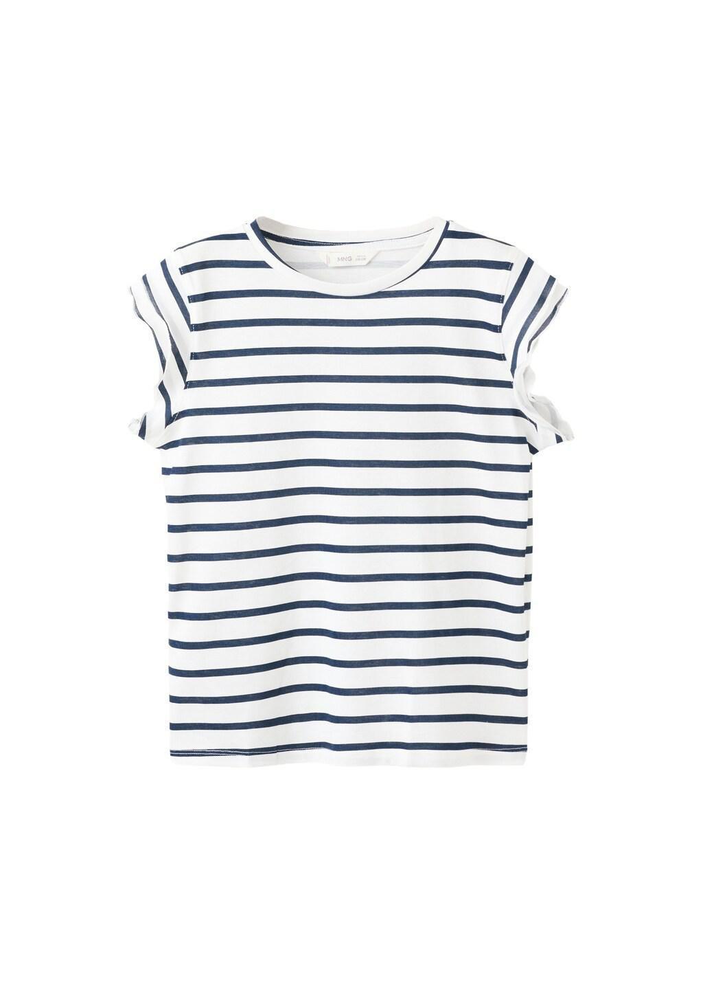 Navy Ruffled Striped T-Shirt, Kids Girl, Navy, large image number 3