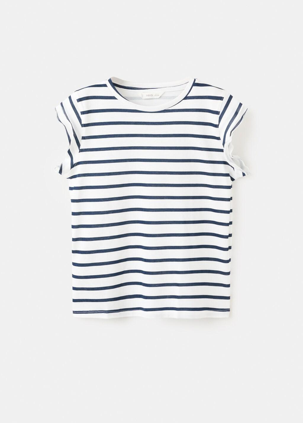 Navy Ruffled Striped T-Shirt, Kids Girl, Navy, large image number 4