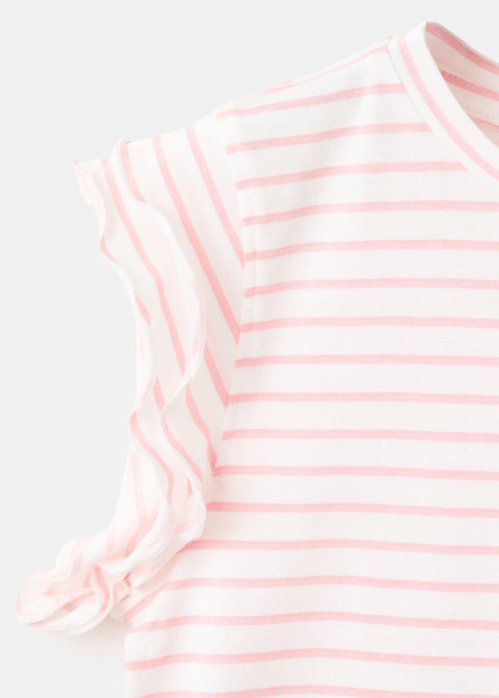 Pink Ruffled Striped T-Shirt, Kids Girl, Pink, large image number 0