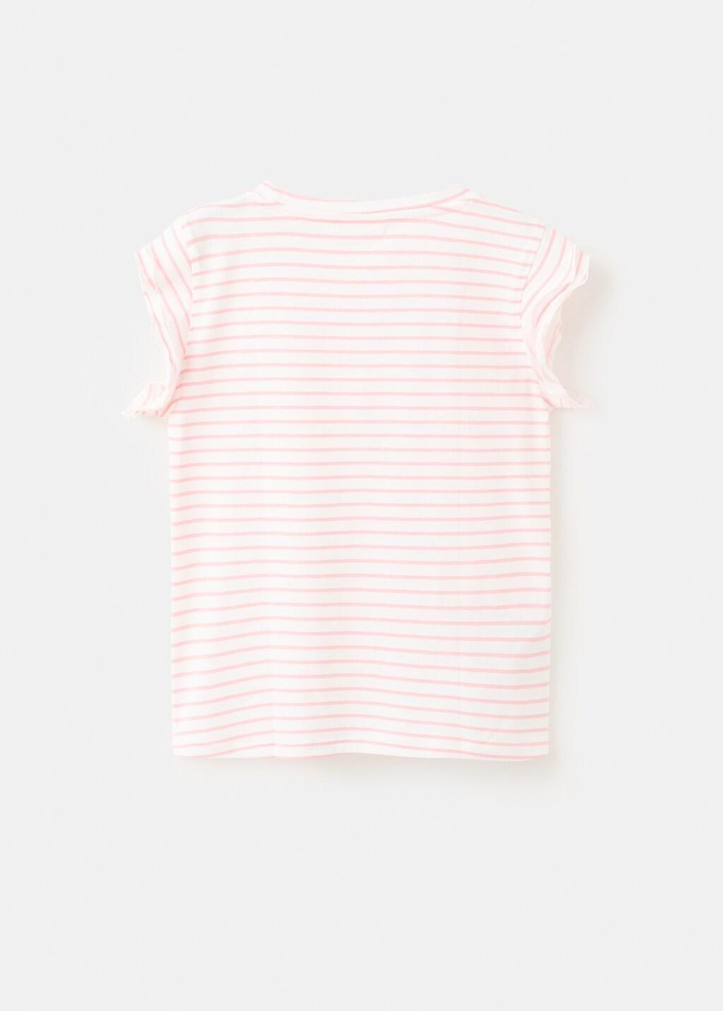 Pink Ruffled Striped T-Shirt, Kids Girl, Pink, large image number 1