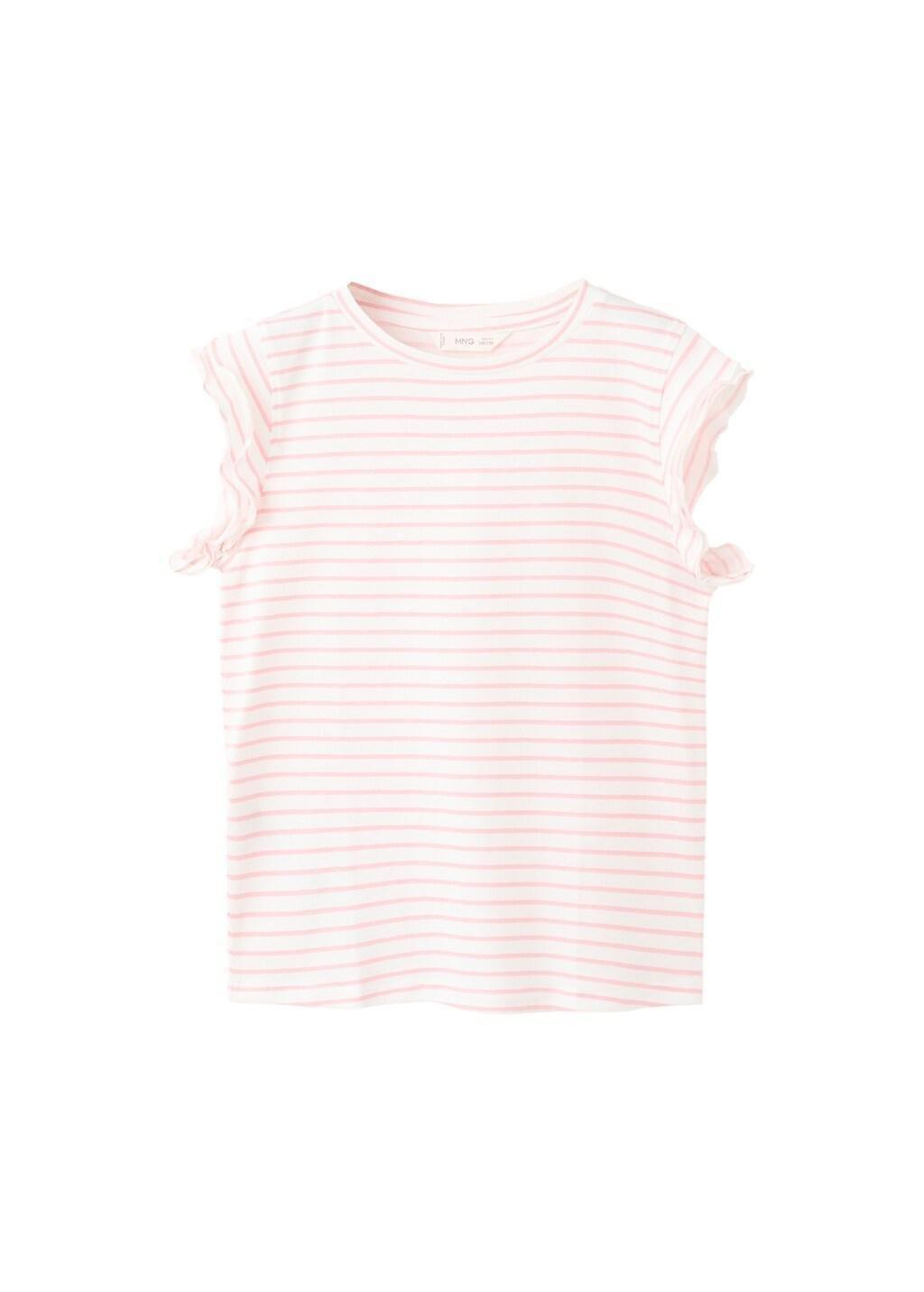 Pink Ruffled Striped T-Shirt, Kids Girl, Pink, large image number 3
