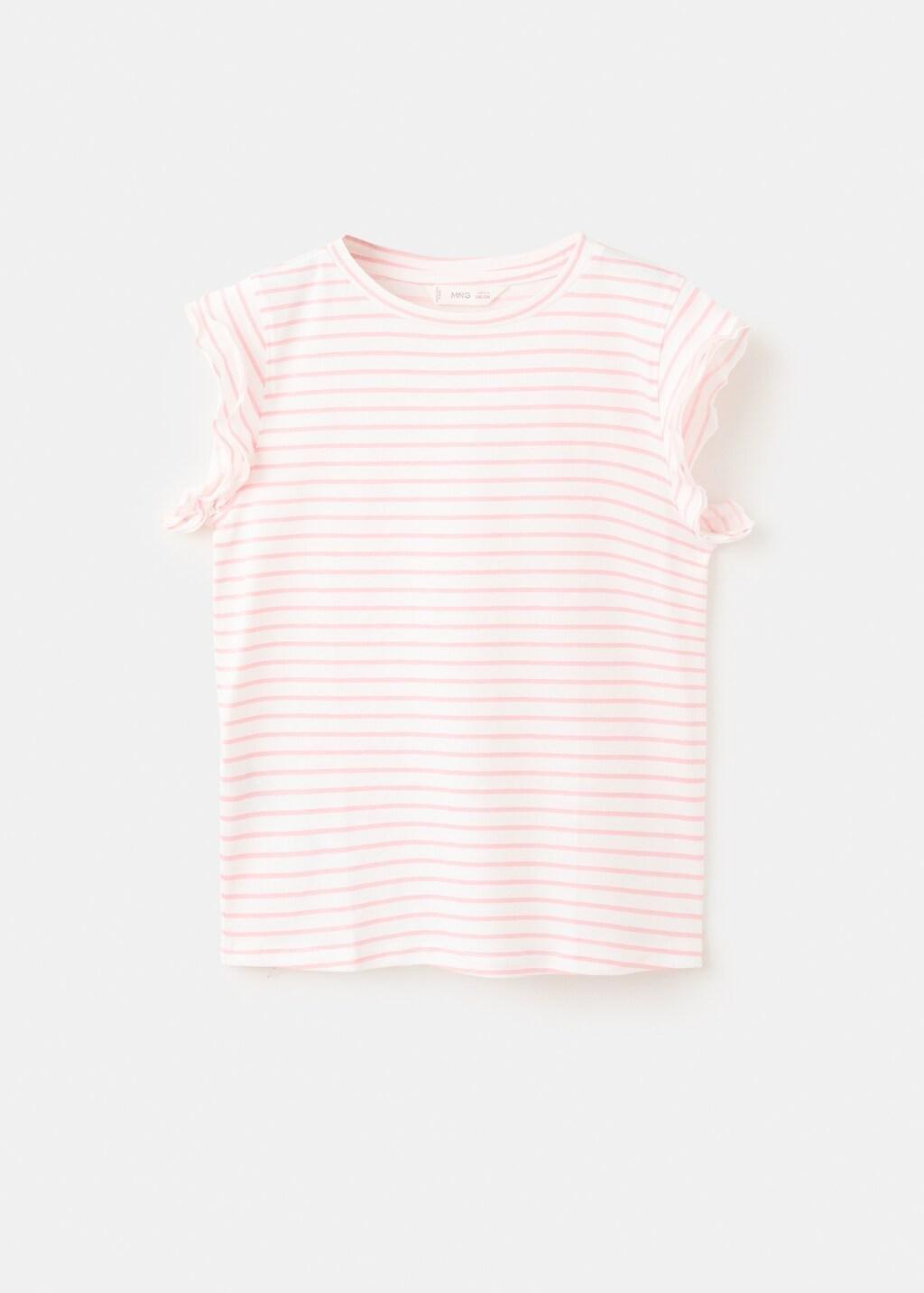 Pink Ruffled Striped T-Shirt, Kids Girl, Pink, large image number 4