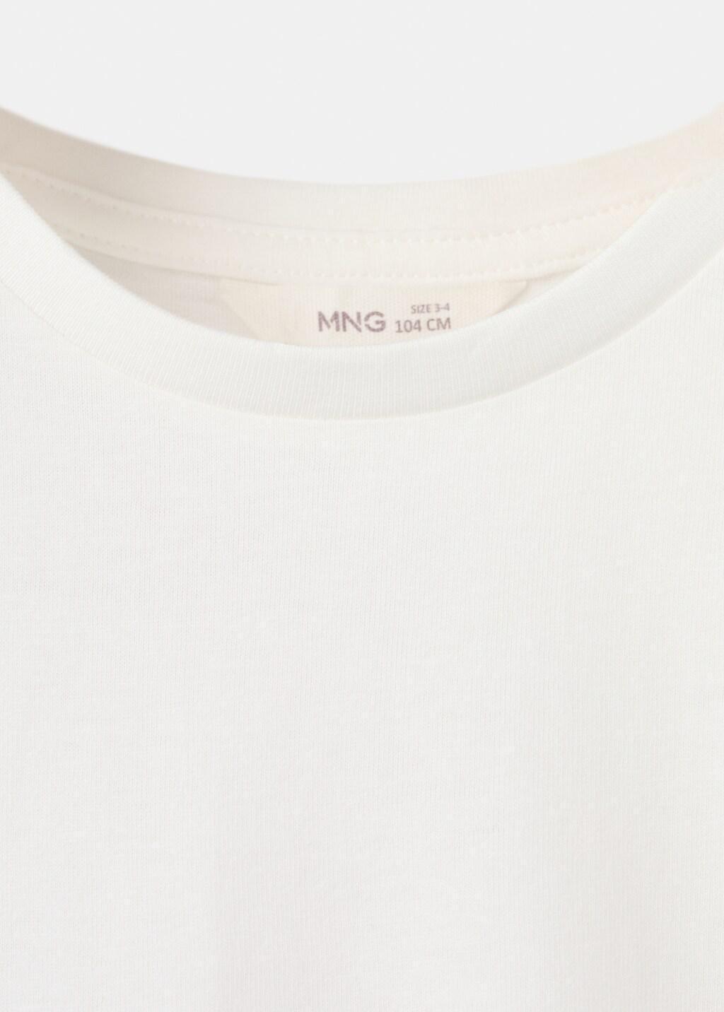 White Short-Sleeved Cotton T-Shirt, Baby Girl, Natural White, large image number 1