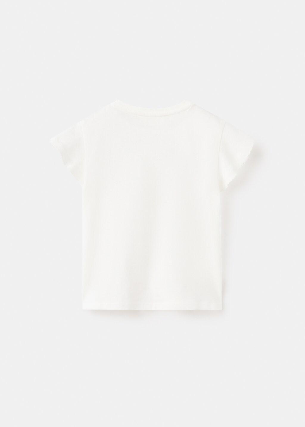 White Short-Sleeved Cotton T-Shirt, Baby Girl, Natural White, large image number 2