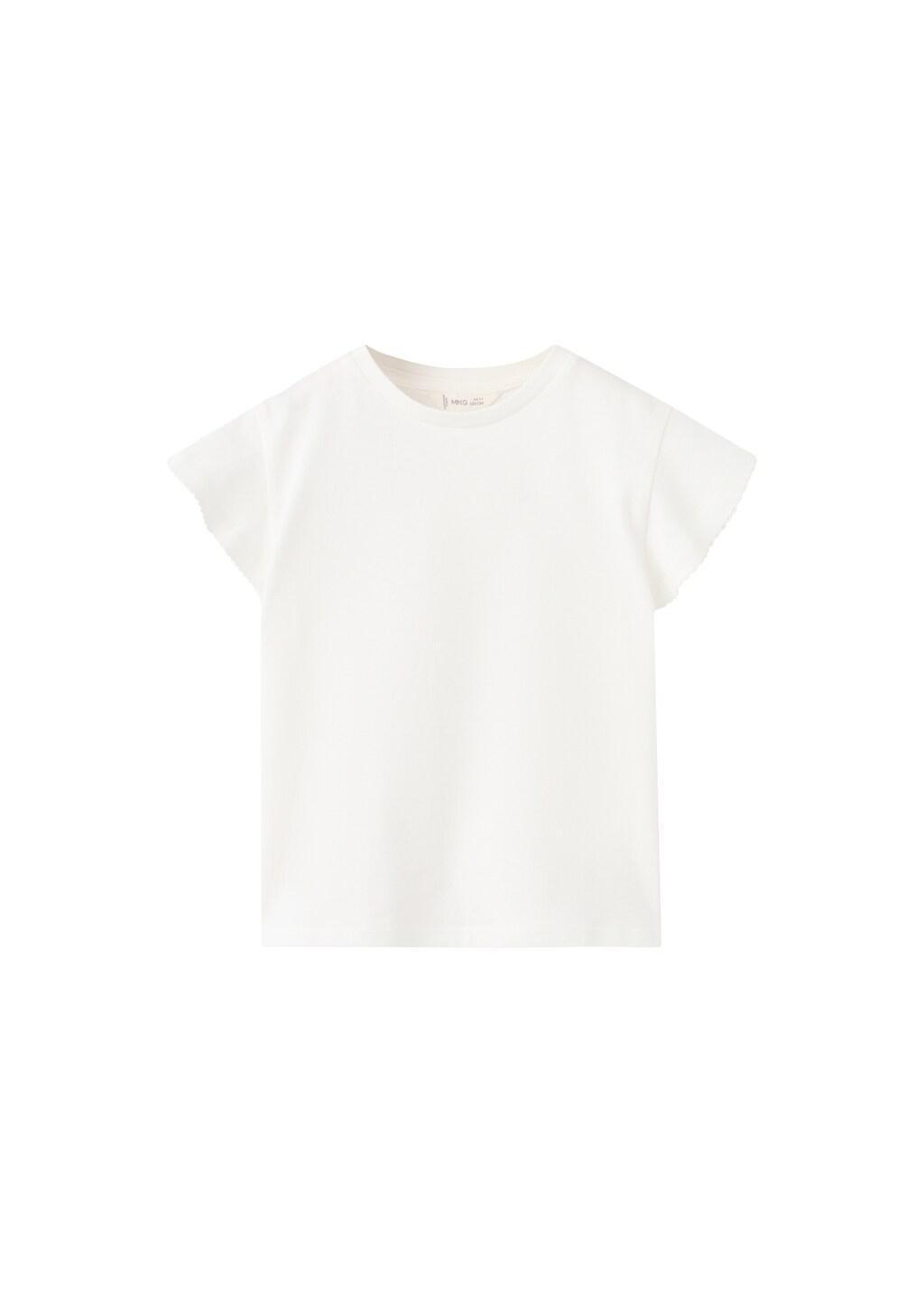 White Short-Sleeved Cotton T-Shirt, Baby Girl, Natural White, large image number 6