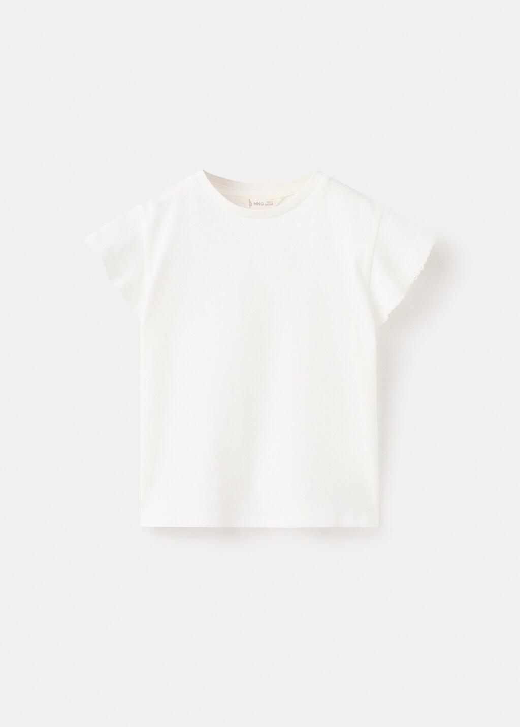 White Short-Sleeved Cotton T-Shirt, Baby Girl, Natural White, large image number 7