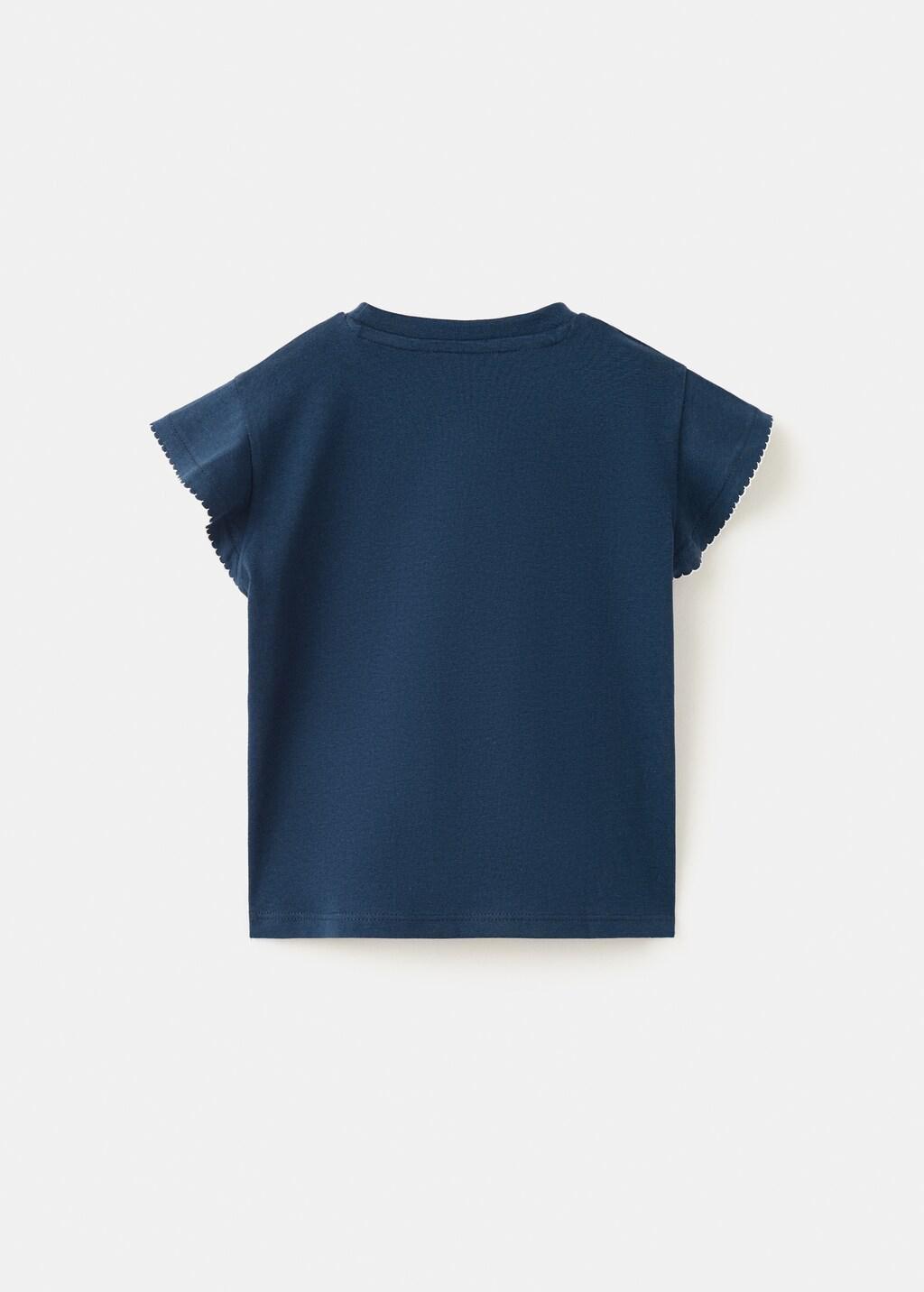 Navy Short-Sleeved Cotton T-Shirt, Baby Girl, Navy, large image number 1