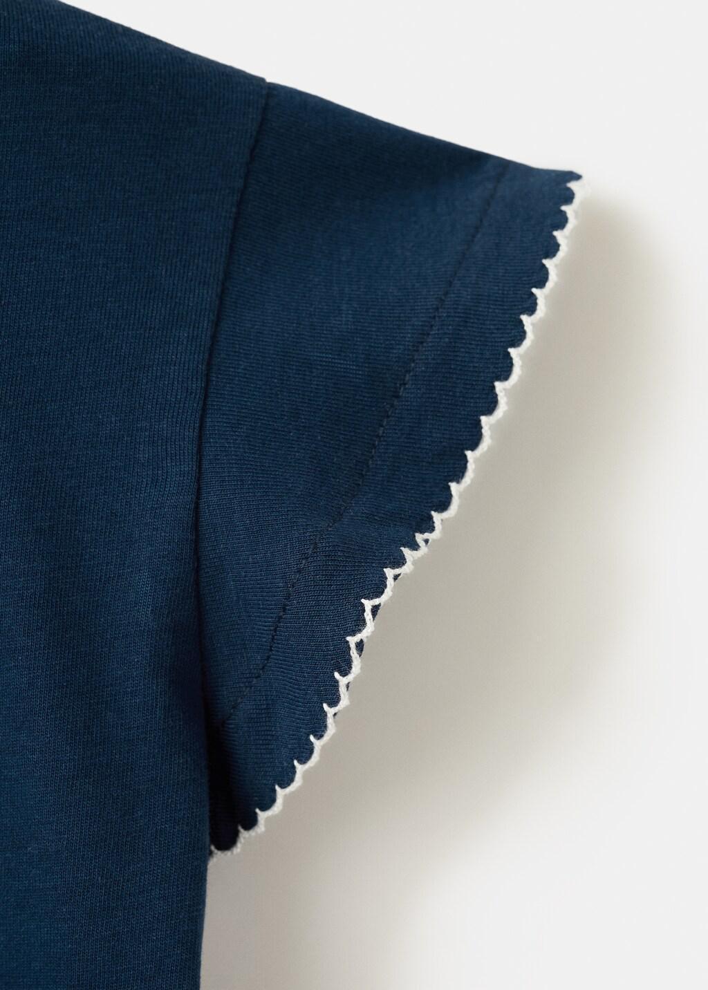 Navy Short-Sleeved Cotton T-Shirt, Baby Girl, Navy, large image number 2