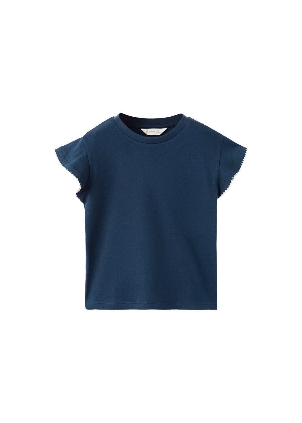 Navy Short-Sleeved Cotton T-Shirt, Baby Girl, Navy, large image number 3