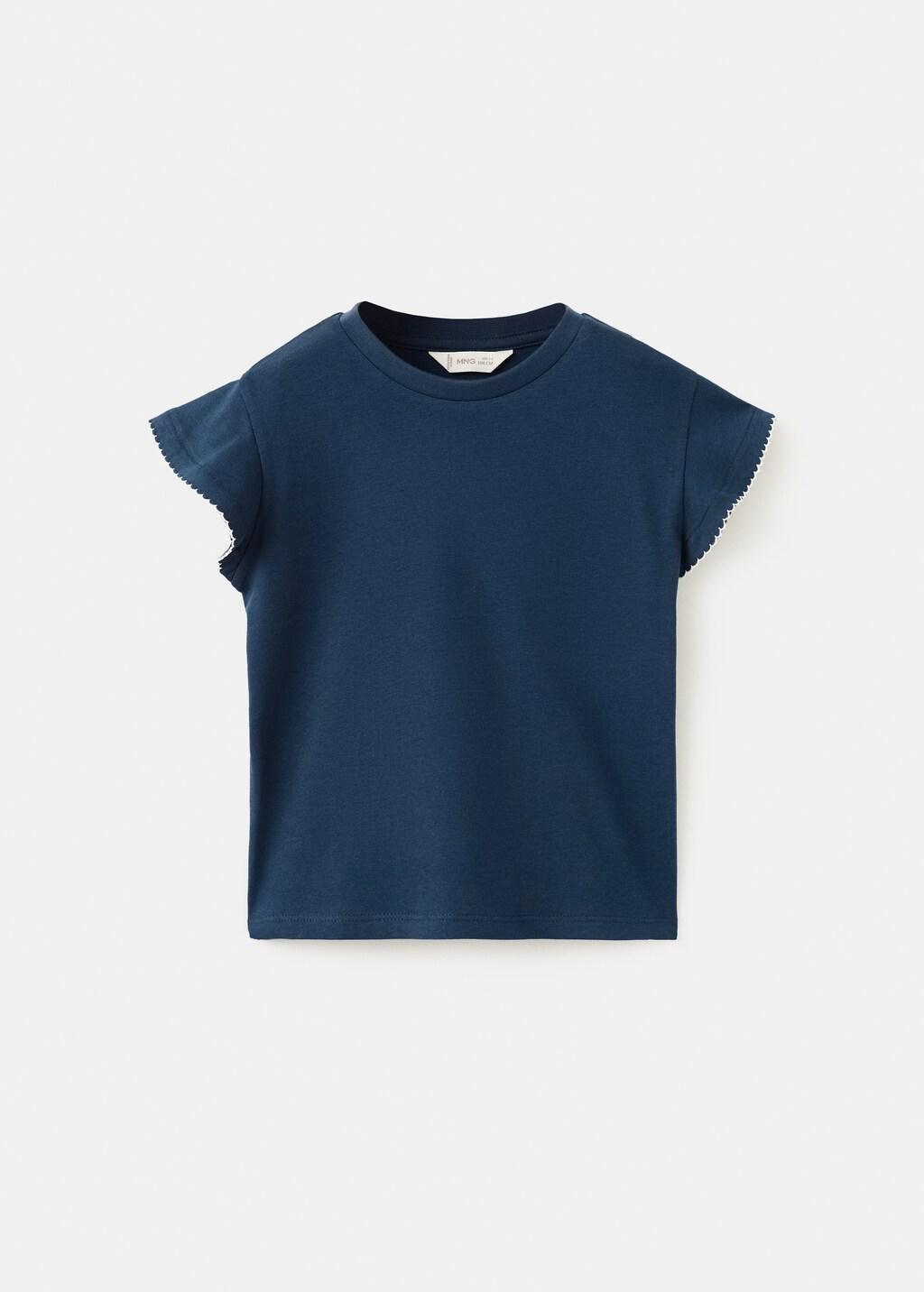 Navy Short-Sleeved Cotton T-Shirt, Baby Girl, Navy, large image number 4