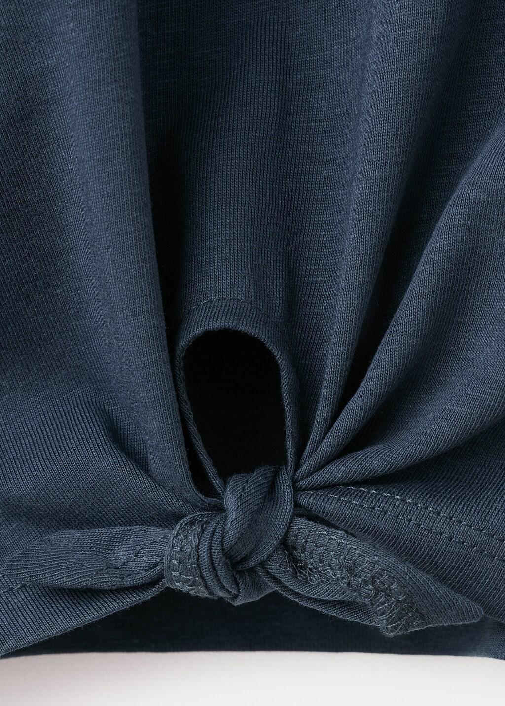 Navy Knot Detail T-Shirt, Kids Girl, Navy, medium