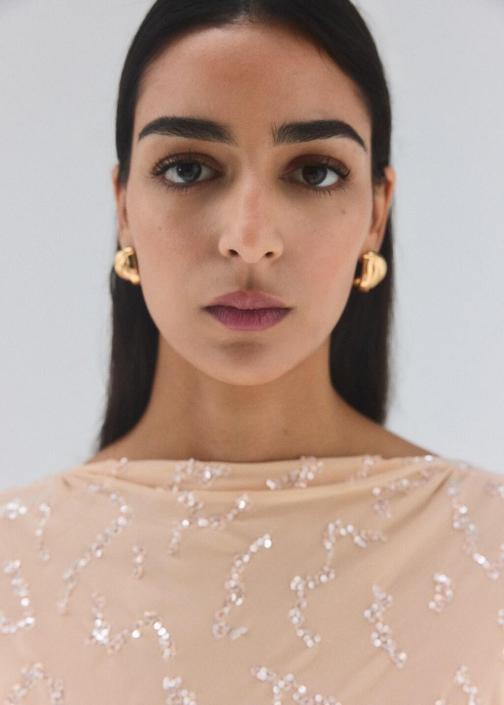 LIGHT BEIGE Sequin dress with open back, Light Beige, large image number 4