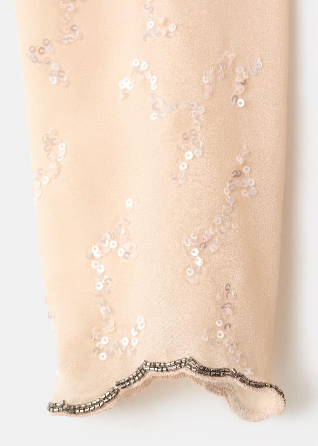 Beige Sequin Dress With Open Back, Light Beige, large image number 5