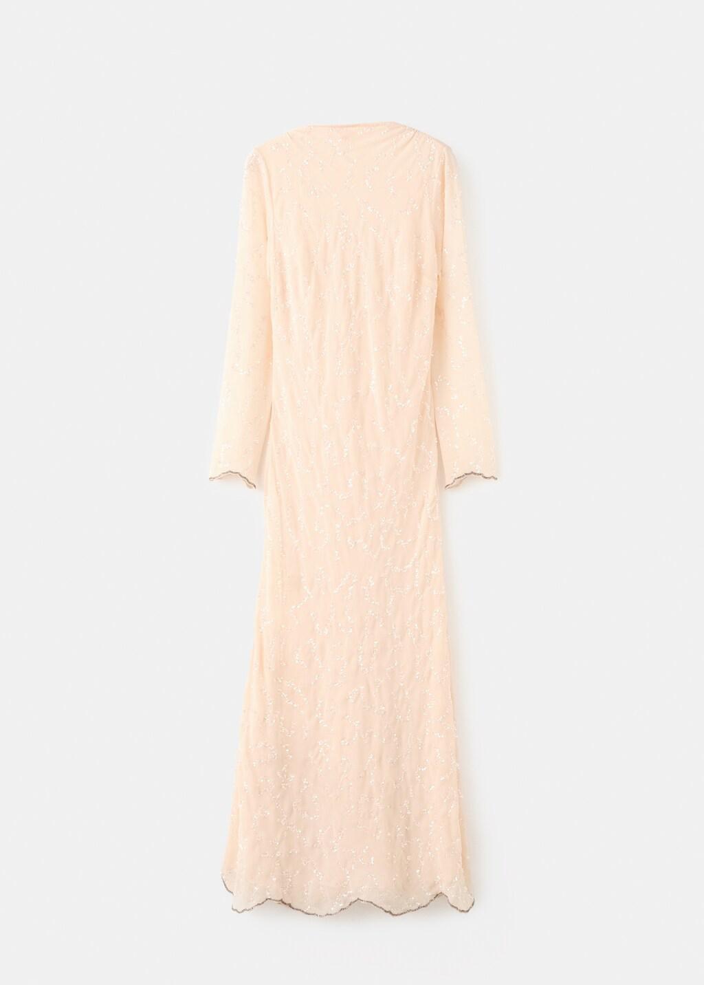 LIGHT BEIGE Sequin dress with open back, Light Beige, large image number 7