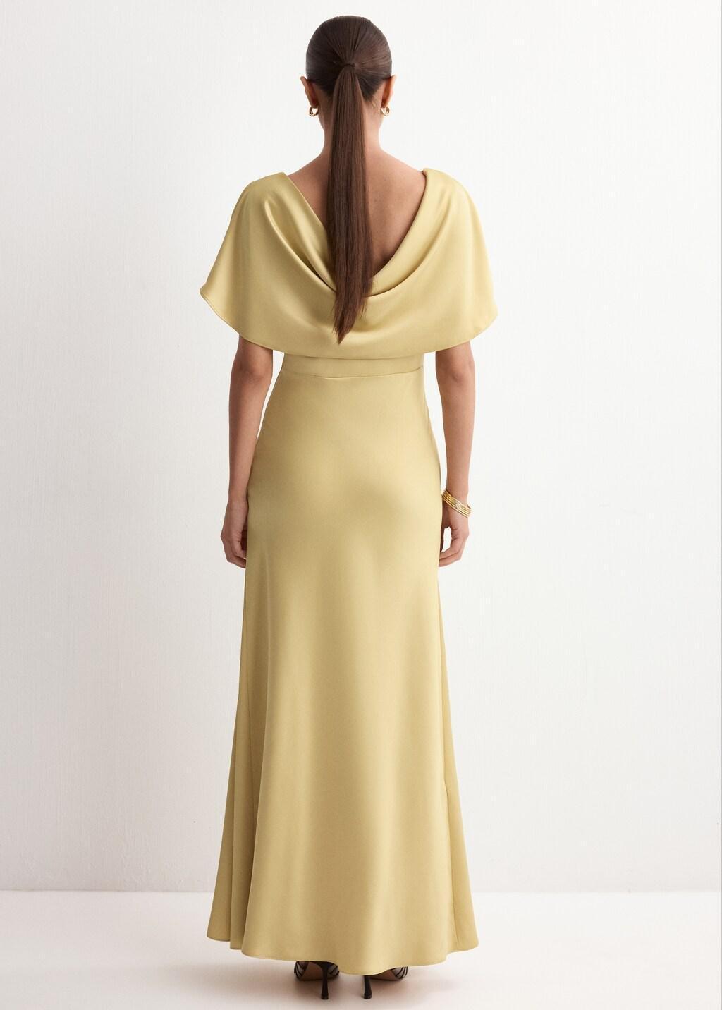 Beige Long Dress With Draped Neck, 0201_08, large image number 2